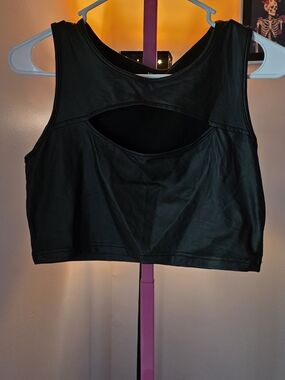 SHEIN Black Faux Leather Crop Top Sz L